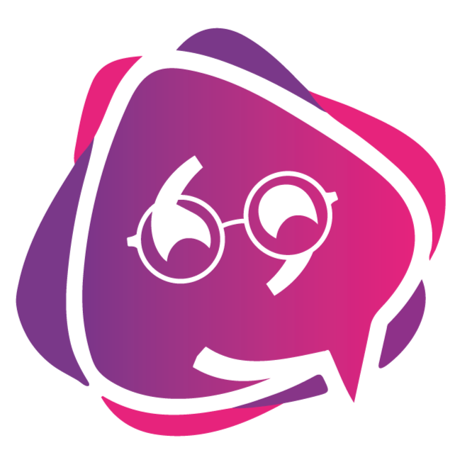Icone rose et violette avec des lunettes